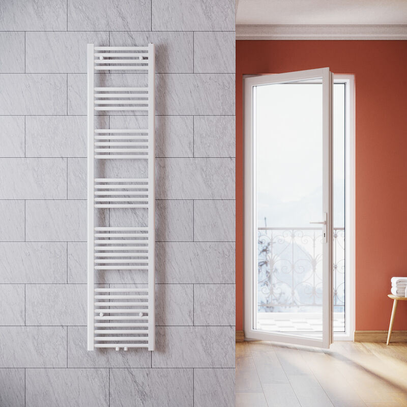 foto del prodotto sonni termoarredo scaldasalviette verticale radiatore ad acqua calda bianco connessione centrale 1800x400mm
