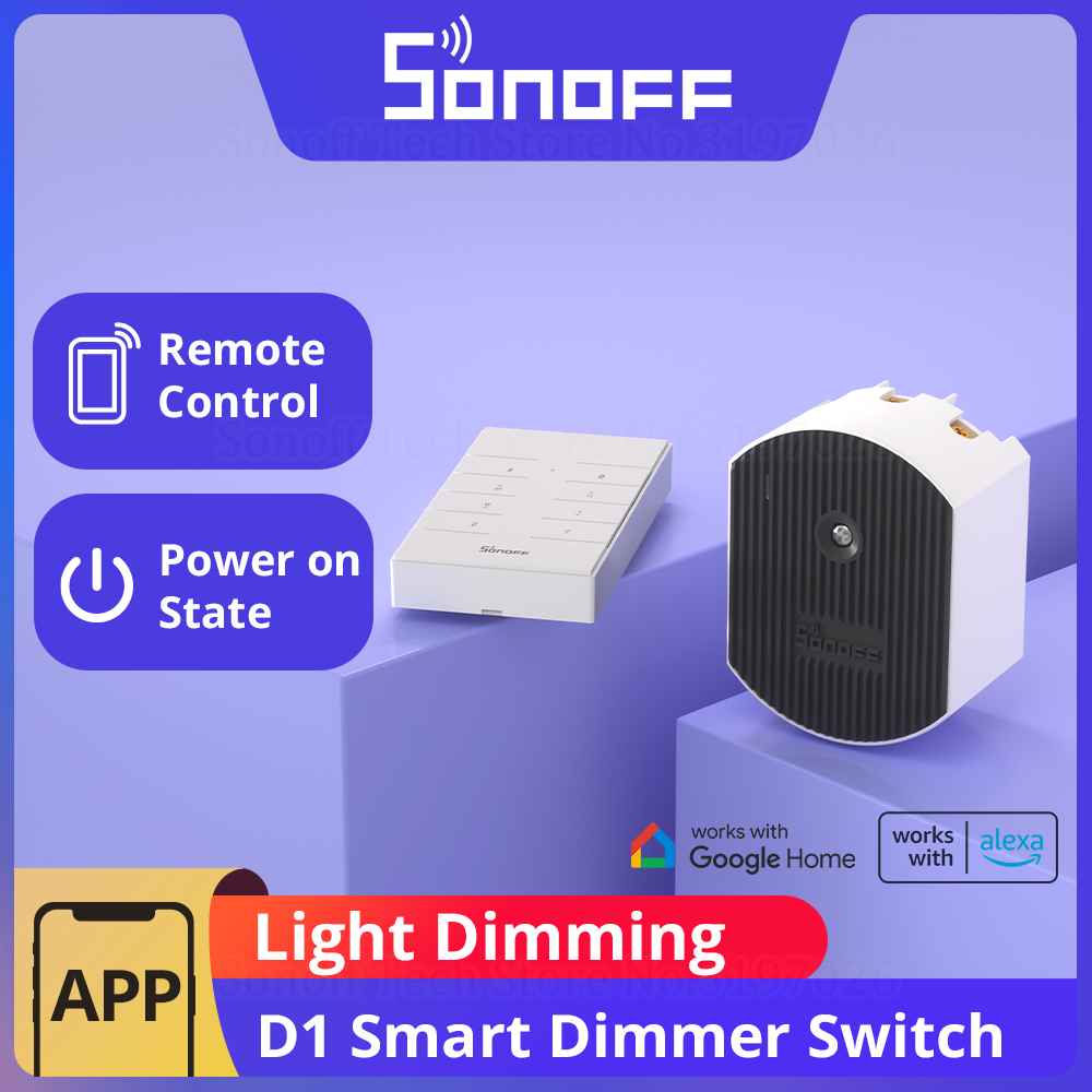 foto del prodotto sonoff d1 smart light dimmer 433mhz interruttore rf luminosità della luce regolabile con telecomando ewelink controllo vocale google home alexa