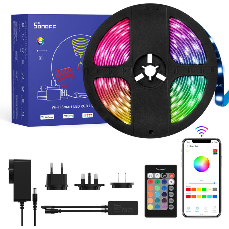 foto del prodotto sonoff striscia led smart rgb 5m impermeabile ip65 flessibile per casa intelligente