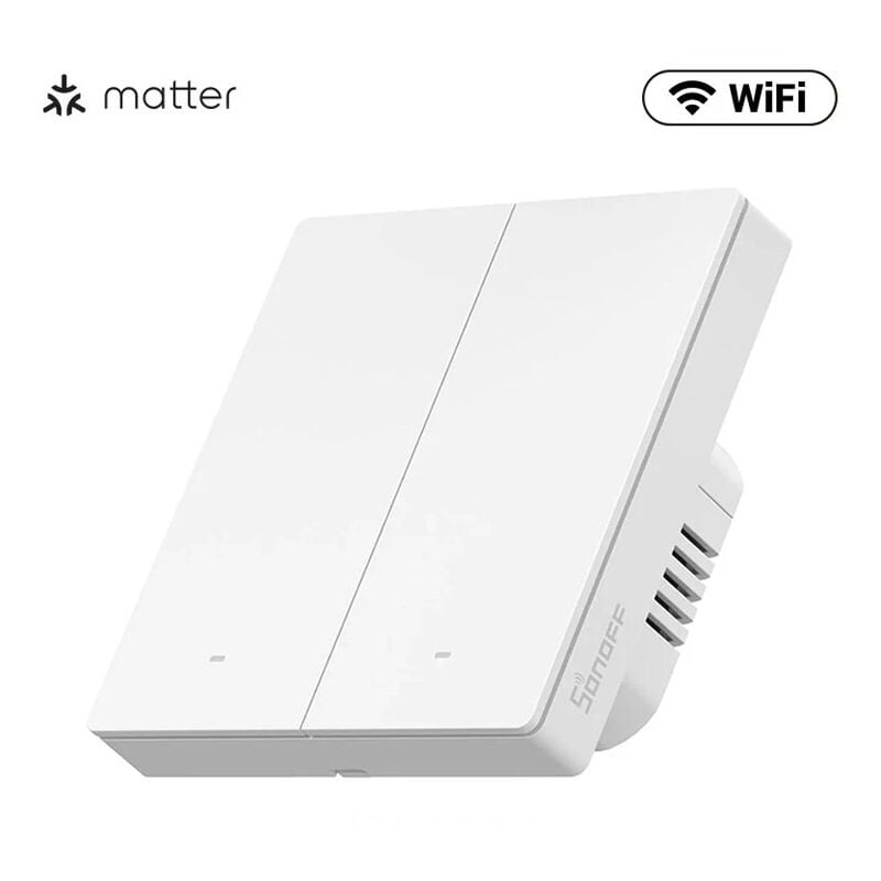 foto del prodotto sonoff switchman interruttore da parete bianco m5 80w matter dimensione 2 pulsanti