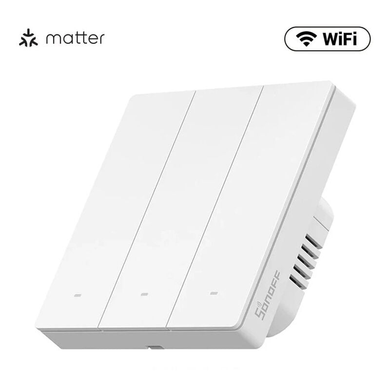 foto del prodotto sonoff switchman interruttore da parete bianco m5 80w matter dimensione 3 pulsanti