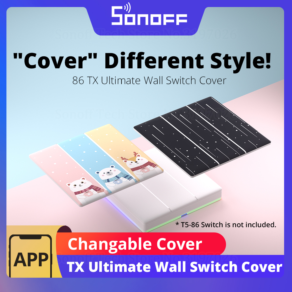 foto del prodotto sonoff tx ultimate smart wifi wall touch switch cover sostituibile elegante versione a stella del fumetto compatibile con l'interruttore a parete t5-86