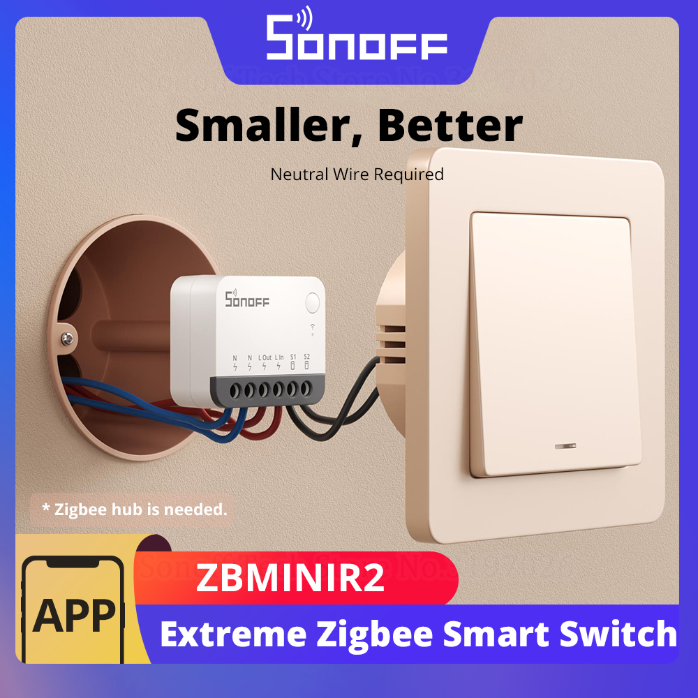foto del prodotto sonoff zbminir2 extreme zigbee smart switch relè di staccare interruttore esterno telecomando tramite supporto ewelink zbbridge-u gateway