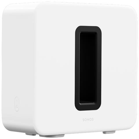 foto del prodotto sonos sub gen. 3 white subwoofer wireless wi fi posizionabile in verticale o in orizzontale