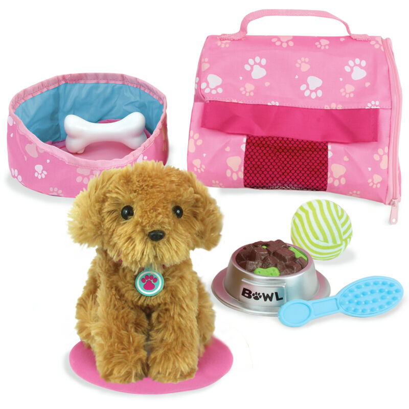 foto del prodotto sophia s by teamson kids plush phuppy con vettore e accessori per bambole da 18 