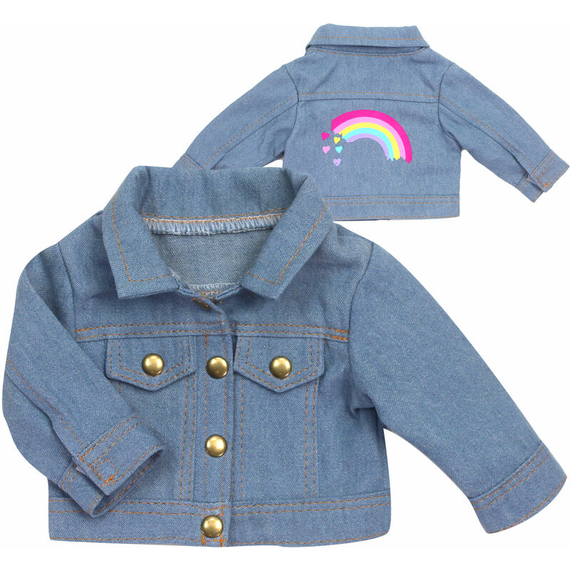 foto del prodotto sophia s teamson by kids jean jacket con arcobaleno grafico per bambole da 18 , blu