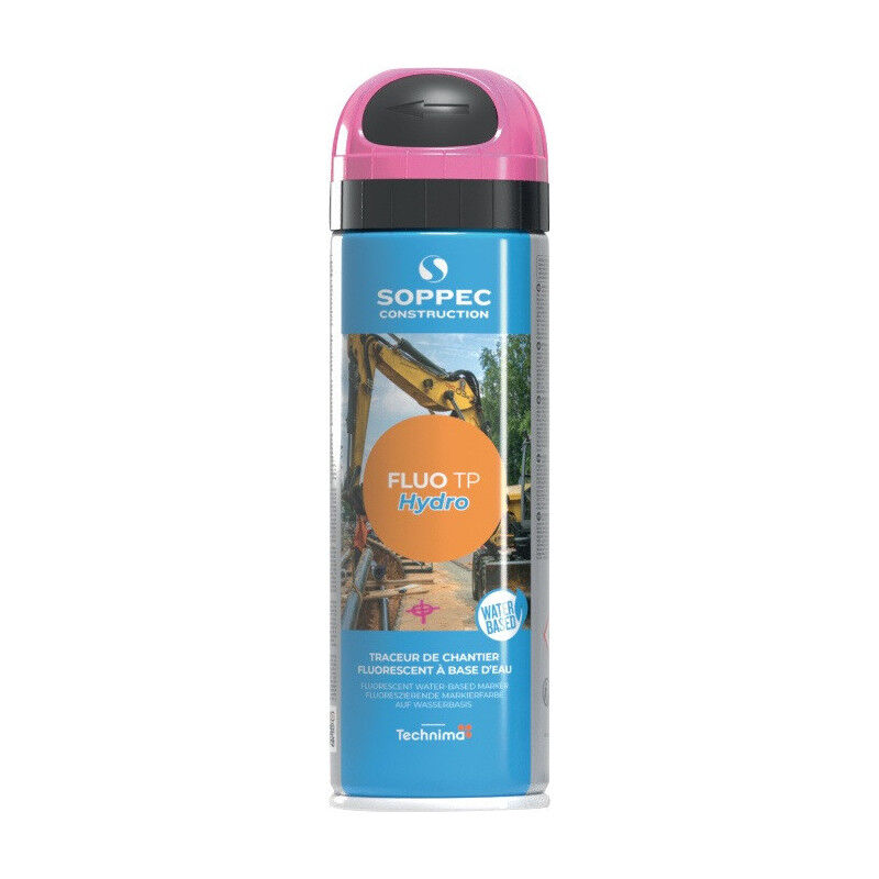 foto del prodotto soppec spray de marquage de chantier fluo tp hydro rose fluo 500ml bombe a rosol par 12 