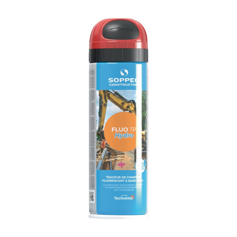 foto del prodotto soppec spray de marquage de chantier fluo tp hydro rouge fluo 500ml bombe a rosol par 12 
