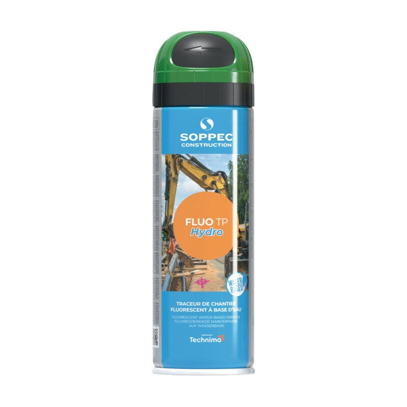 foto del prodotto soppec spray de marquage de chantier fluo tp hydro vert fluo 500ml bombe a rosol par 12 