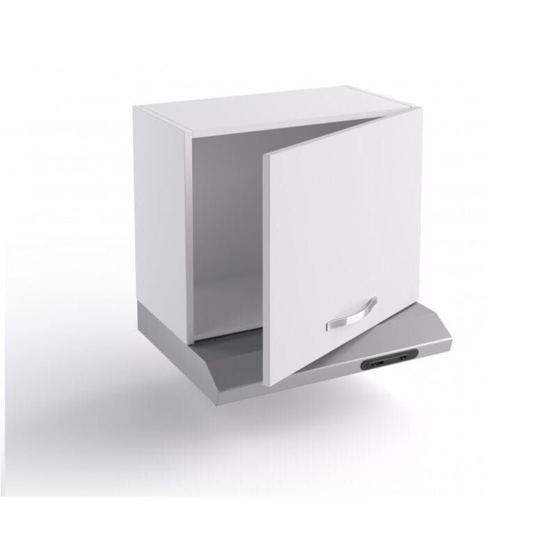foto del prodotto sopracappa cucina 60x31x48 cm in legno bianco opaco con un anta e depuratore massa