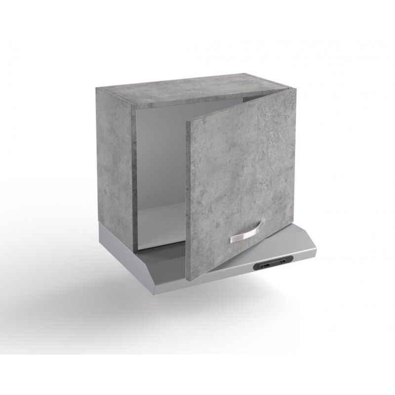 foto del prodotto sopracappa cucina 60x31x48 cm in legno grigio cemento con un anta e depuratore massa
