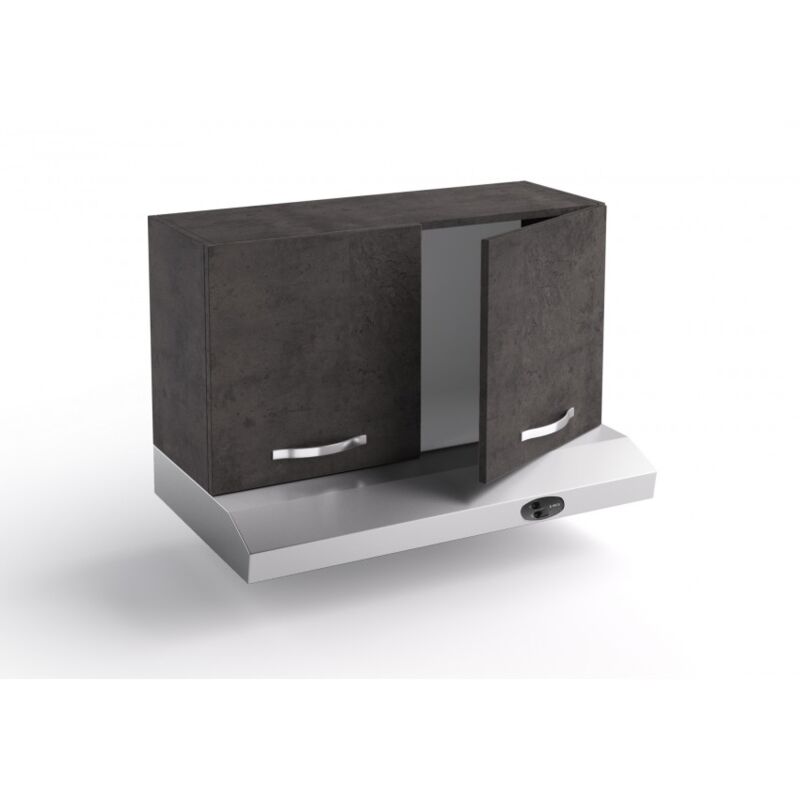 foto del prodotto sopracappa cucina 90x31x48 cm in legno color lava con due ante e depuratore massa
