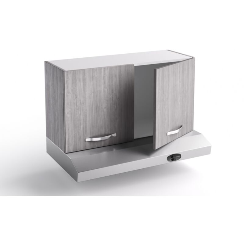 foto del prodotto sopracappa cucina 90x31x48 cm in legno grigio islanda con due ante e depuratore massa