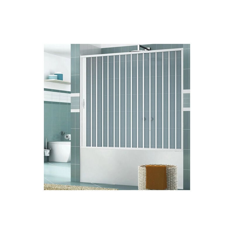foto del prodotto sopravasca paratia doccia pvc a soffietto laterale 170 140 h 150 mod. nova kit vasc