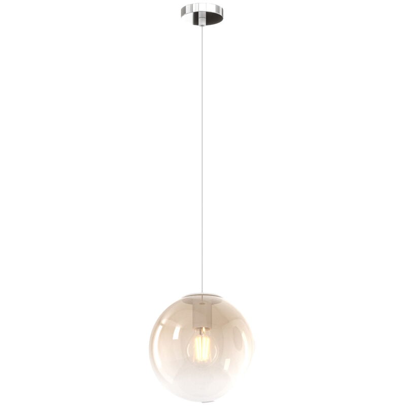 foto del prodotto sopsensione moderna big eclipse metallo cromo vetro ambra 1 luce e27 d20