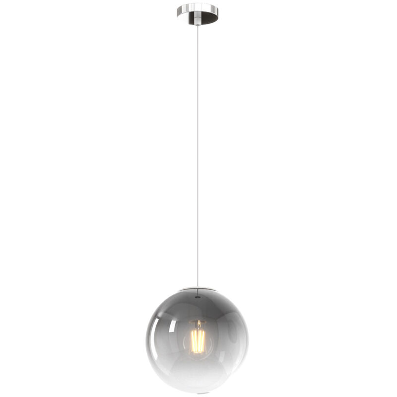 foto del prodotto sopsensione moderna big eclipse metallo cromo vetro fum 1 luce e27 d20