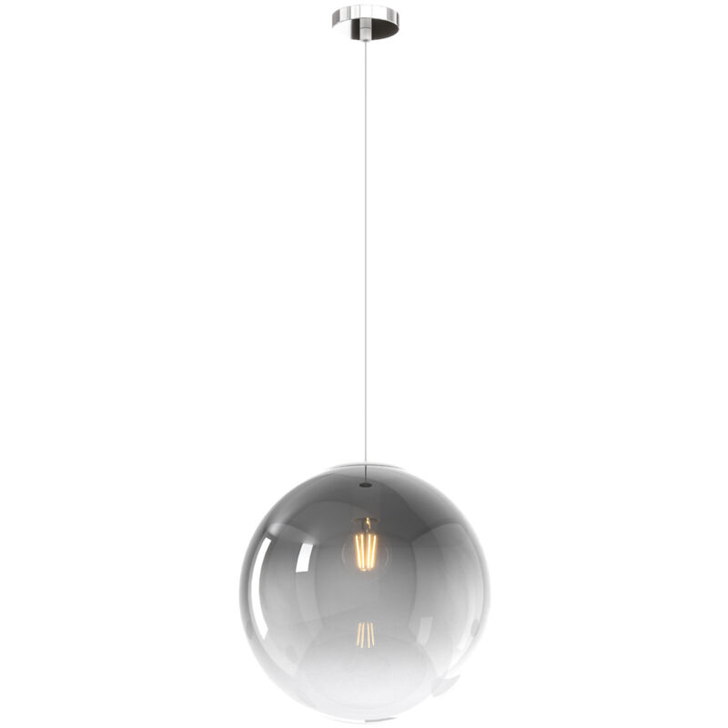foto del prodotto sopsensione moderna big eclipse metallo cromo vetro fum 1 luce e27 d30
