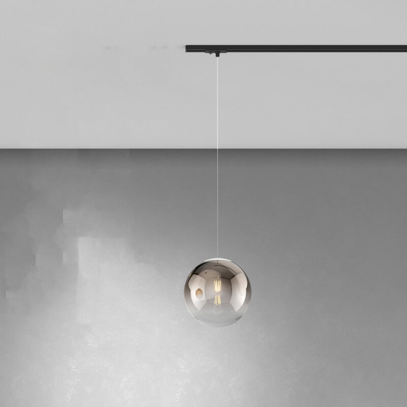 foto del prodotto sopsensione moderna binario big eclipse metallo nero vetro bianco 1 luce e27