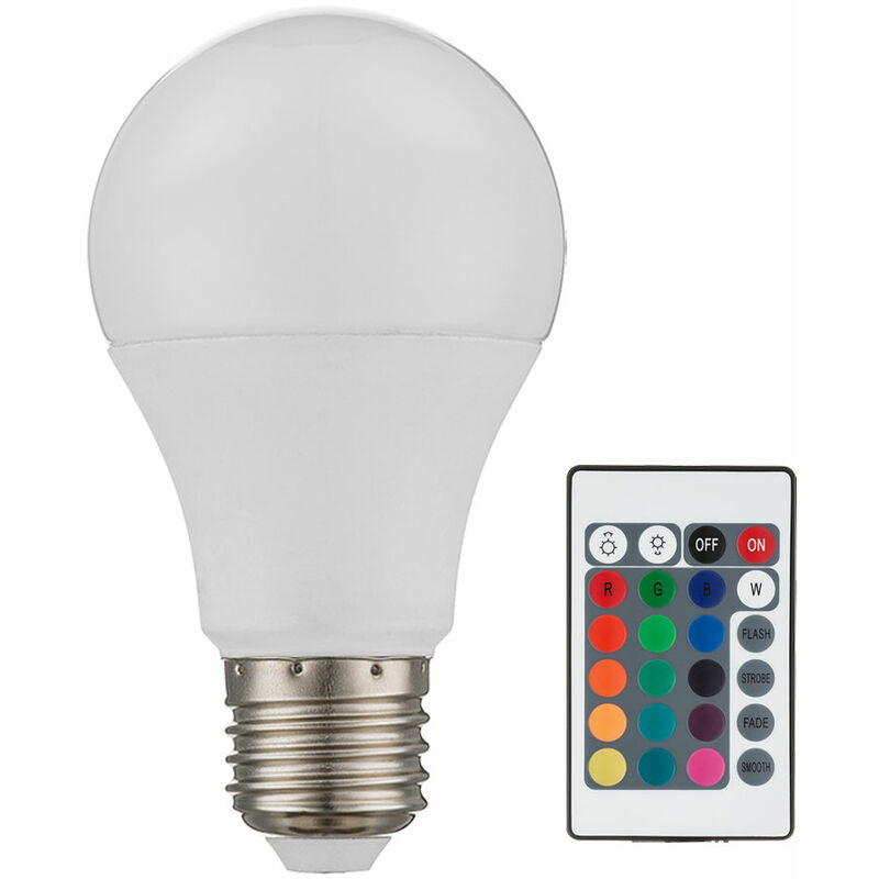 foto del prodotto sorgente luminosa lampadina led bianca rgb lampada moderna telecomando dimmerabile forma sferica cambia colore, 1x led attacco e27 4w 470lm 2700k