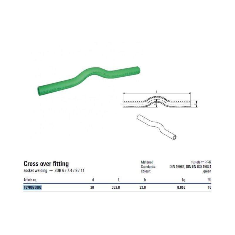 foto del prodotto sorpasso con diametro 20mm con curva alta 22mm aquatherm 1090020002