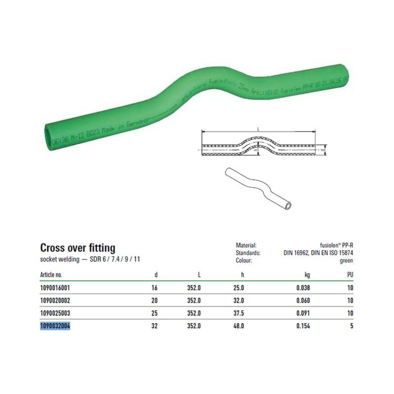 foto del prodotto sorpasso con diametro 32mm con curva alta 48mm aquatherm 1090032004