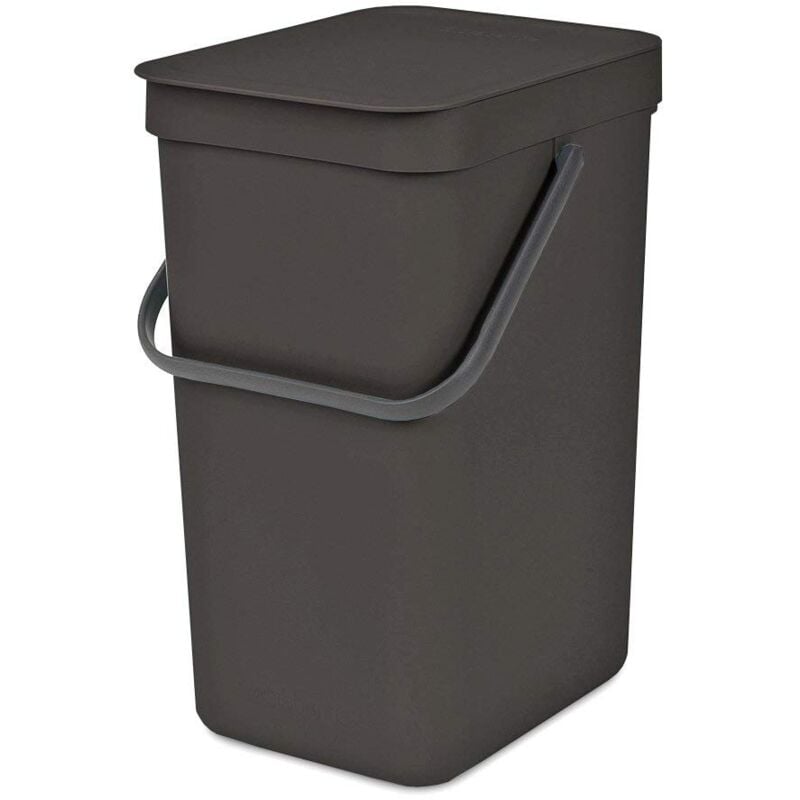 foto del prodotto sort go poubelle recyclage cuisine gris 16l avec couvercle et poign e support mural inclus gratuite sacs poubelle perfectfit inclus brabantia