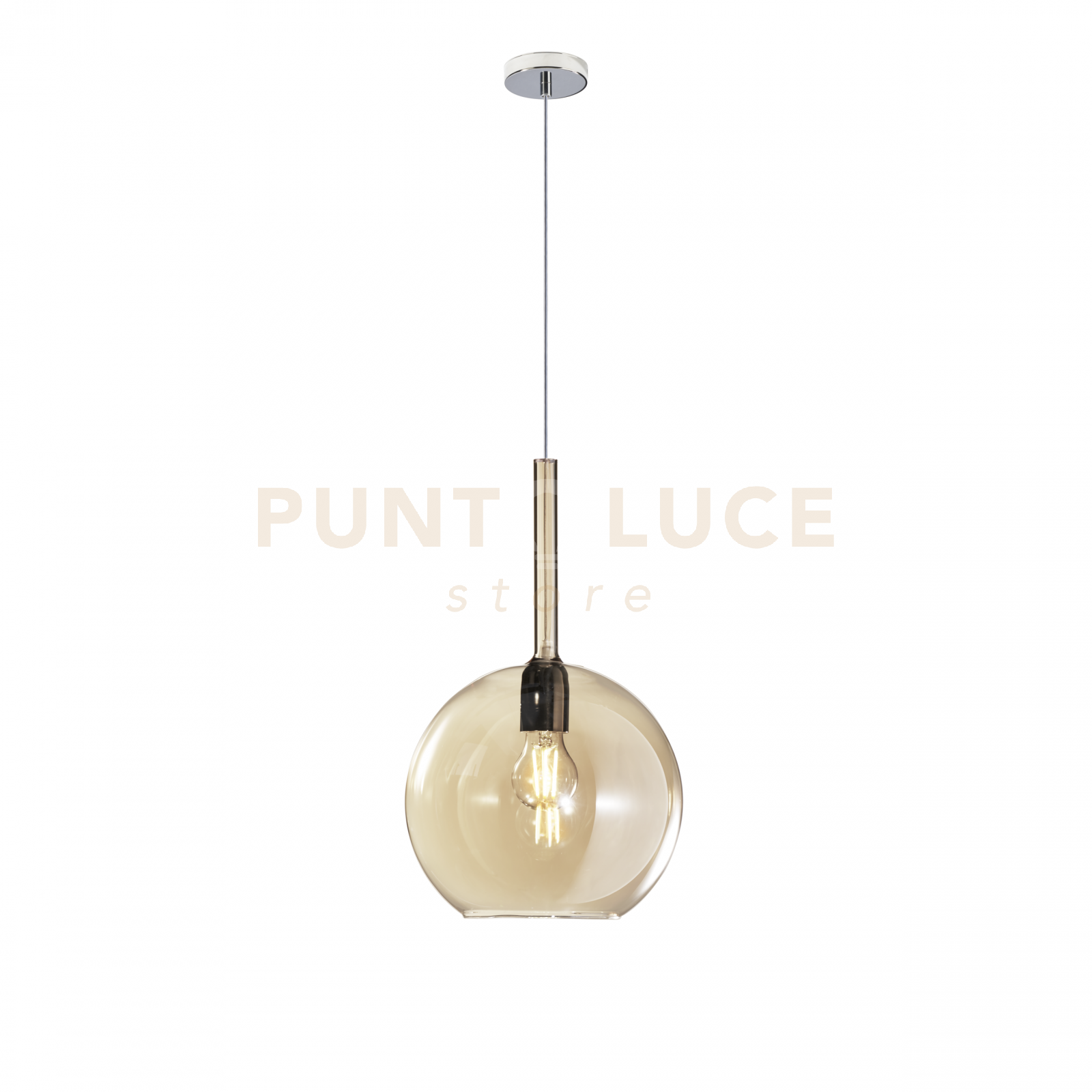 foto del prodotto sosp. cromo 1 luce grande ambra 1155cr sg am
