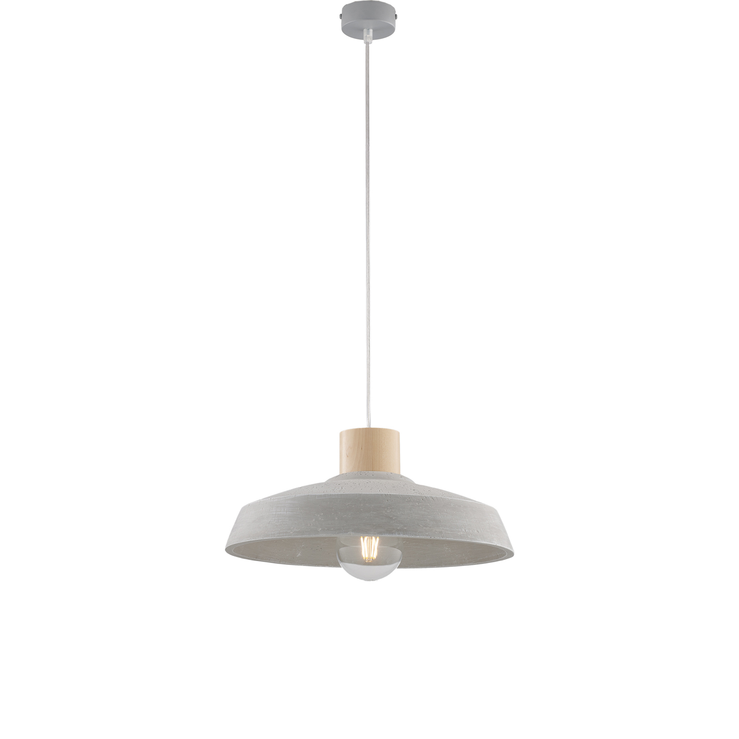 foto del prodotto sospensione 1 luce portland in ferro e diffusore cemento diam 40