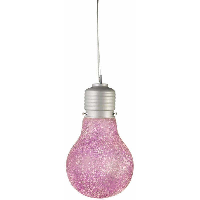 foto del prodotto sospensione 1xe27 montatura argento vetro filante rosa e energy elettra