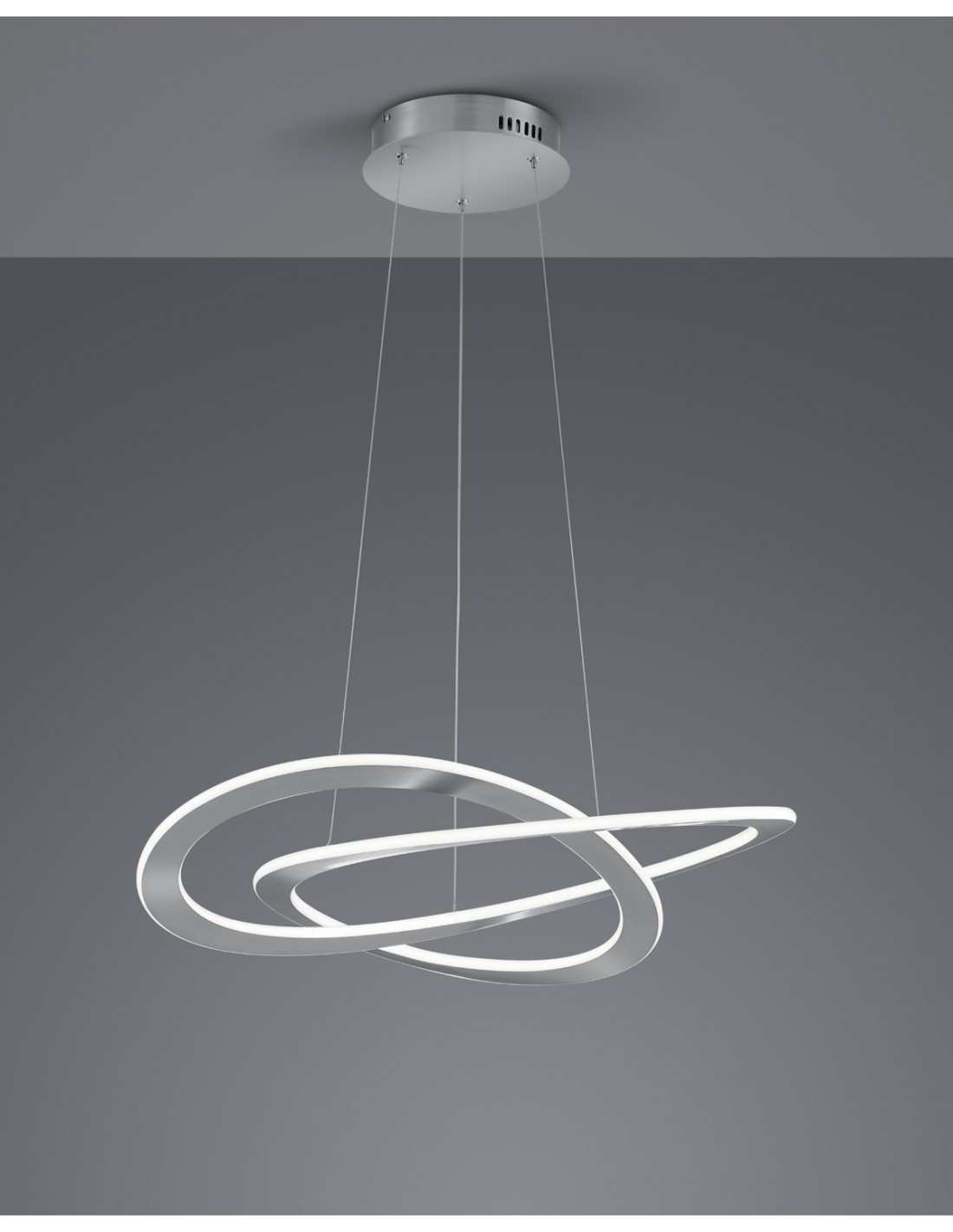 foto del prodotto sospensione 2 cerchi led oakland nichel opaco dimmerabile trio lighting