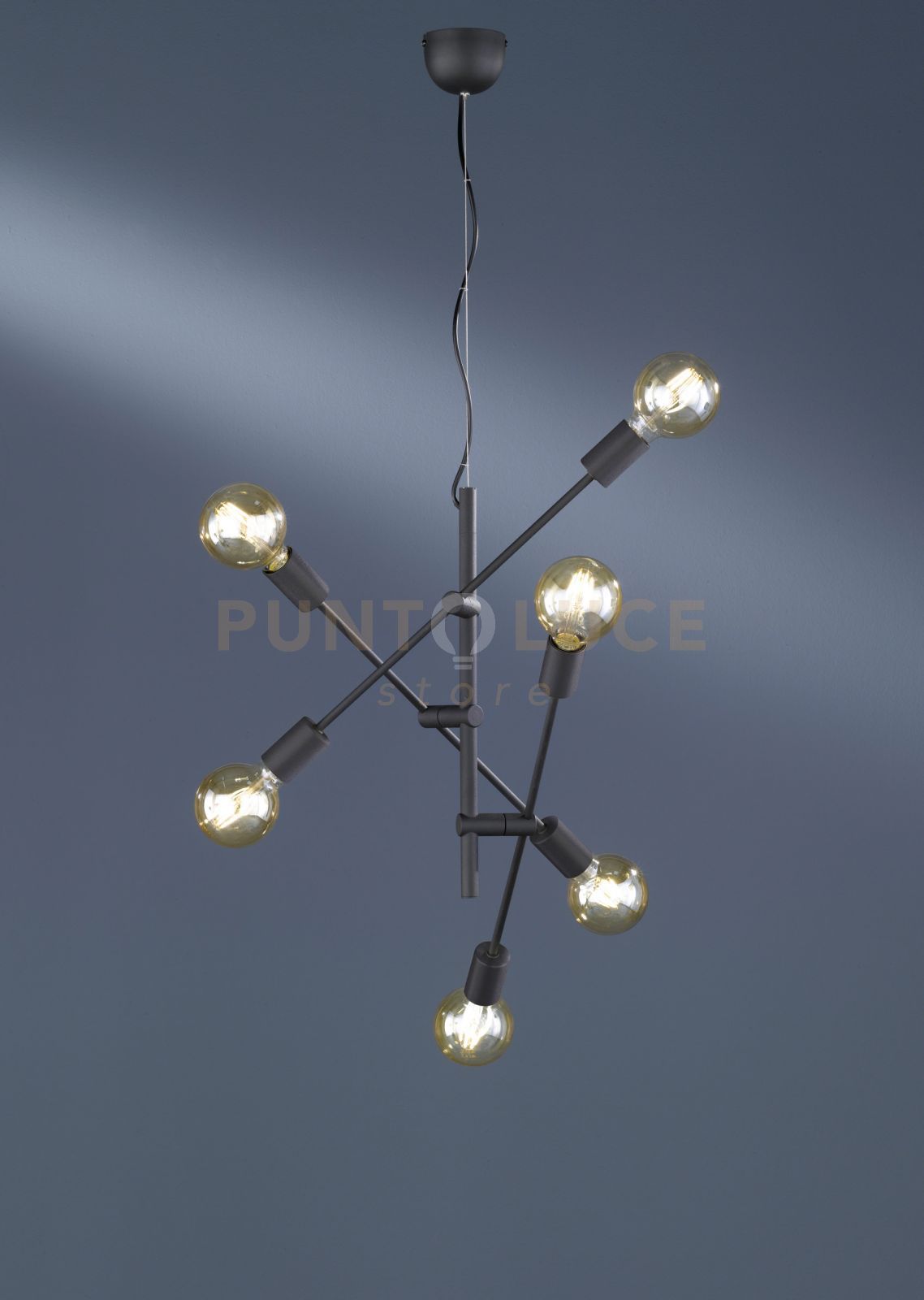 foto del prodotto sospensione 3 braccia orientabili cross 6 luci 306700602 nero
