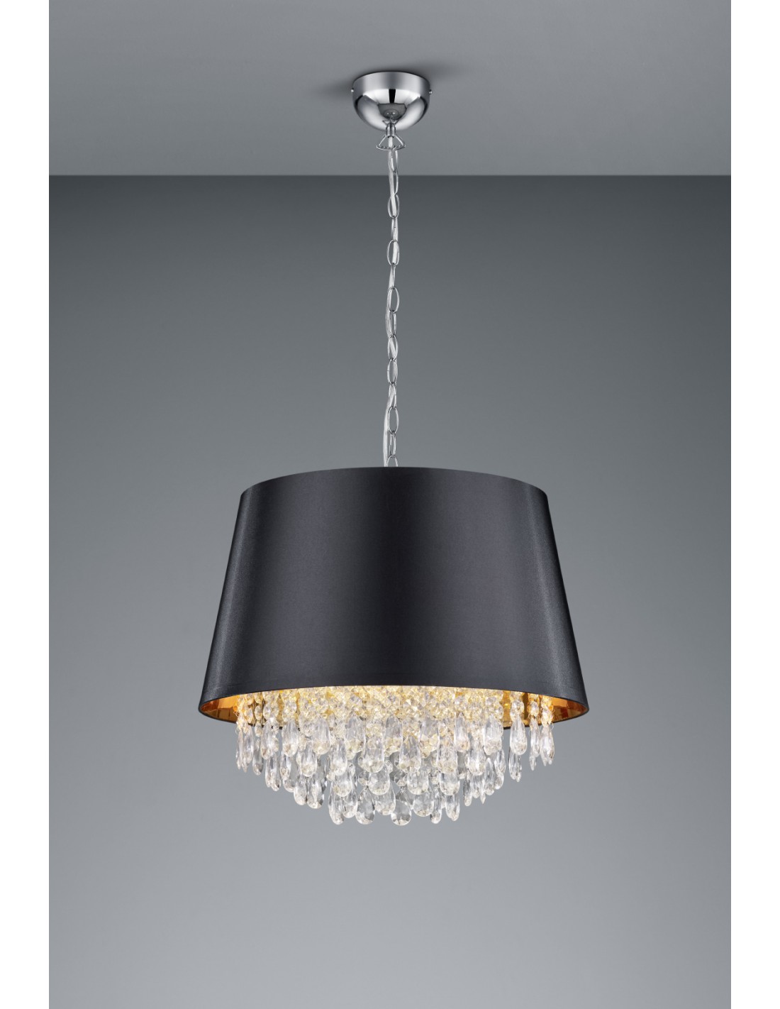 foto del prodotto sospensione 3 luci loreley nero oro e pendagli decorativi trio lighting