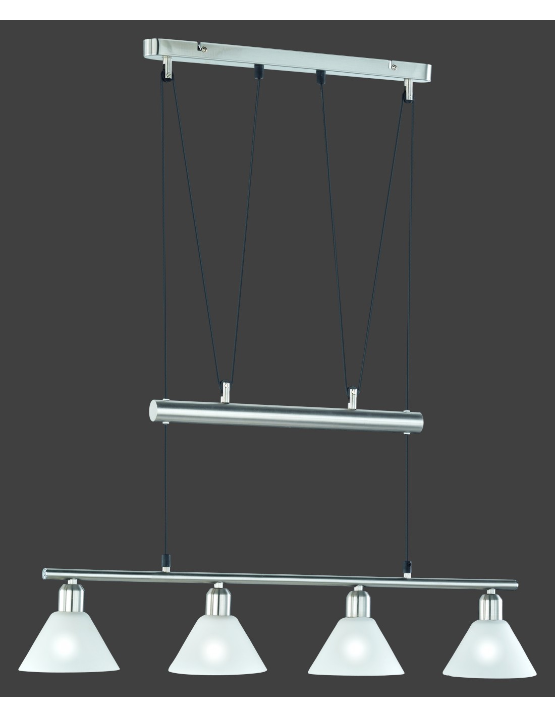 foto del prodotto sospensione 5 luci saliscendi stamina nichel l102 cm trio lighting