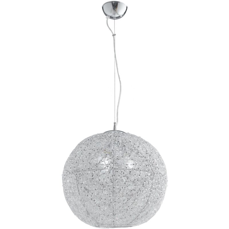 foto del prodotto sospensione astra in alluminio cromato e cristalli 45 cm.