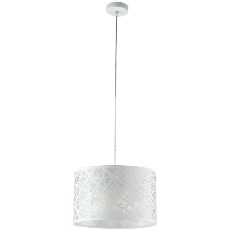 foto del prodotto sospensione batik in acciaio bianco con decori a taglio laser 35 cm. 