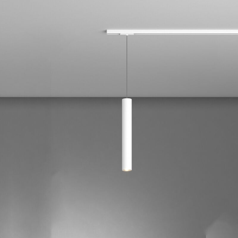 foto del prodotto sospensione binario industrial minimal xeana metallo bianco 1 luce gu10