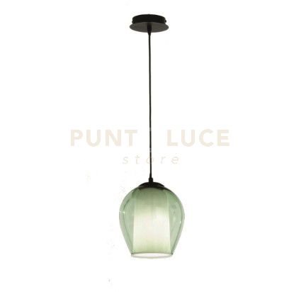 foto del prodotto sospensione bonnie 1 vetro verde 1 luce attacco e27 d.20cm h.24cm
