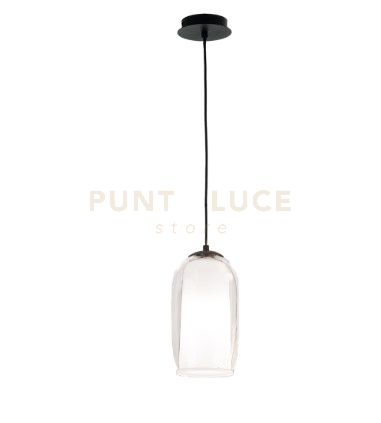 foto del prodotto sospensione bonnie 3 vetro trasparente 1 luce attacco e27 d.15cm h.29cm