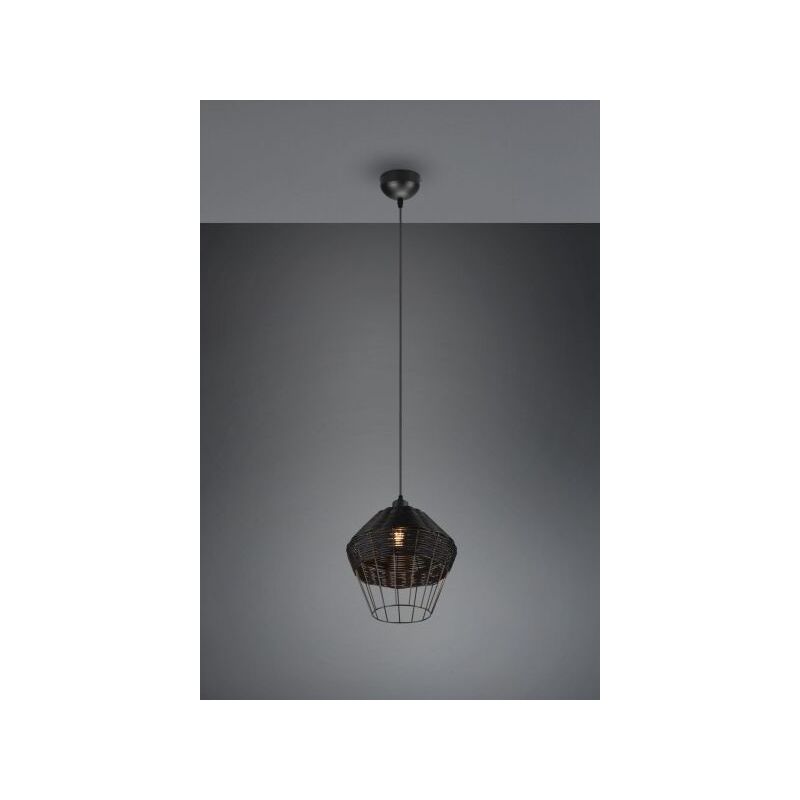 foto del prodotto sospensione borka in rattan colore nero opaco r31261902