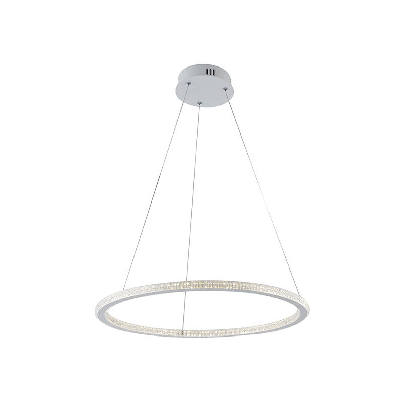 foto del prodotto sospensione bryant bianca con diffusore diamantato 45w luce calda 