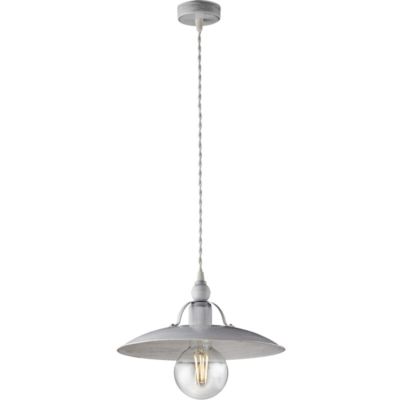 foto del prodotto sospensione cantina stile industrial 1 luce ferro bianco e argento