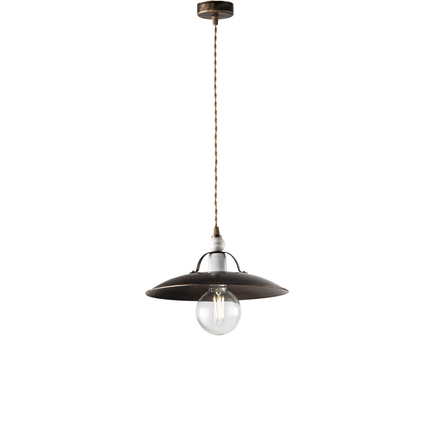 foto del prodotto sospensione cantina stile industrial 1 luce ferro marrone e oro