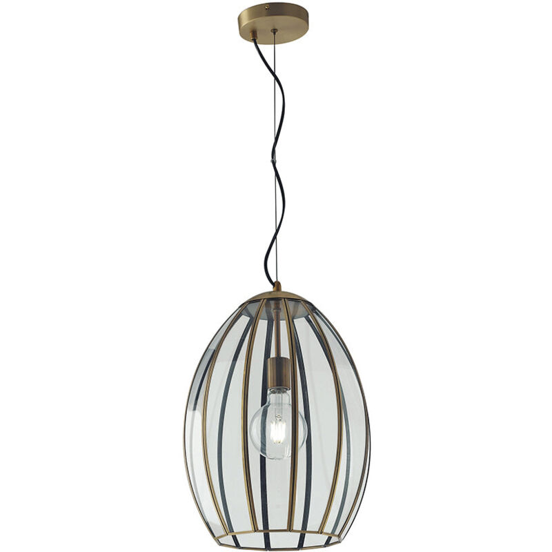 foto del prodotto sospensione chester in vetro con rifiniture in metallo ottone 33.5x23 cm.