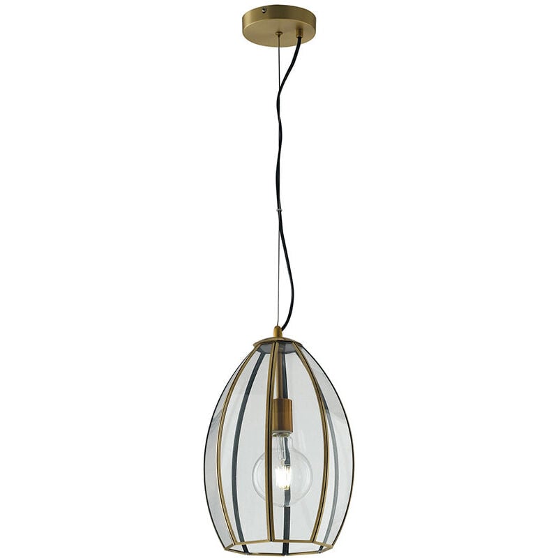foto del prodotto sospensione chester in vetro con rifiniture in metallo ottone 41.5x30 cm. 