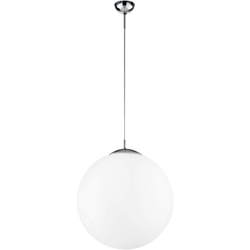 foto del prodotto sospensione city in metallo cromato con diffusore in vetro bianco 45 cm.'