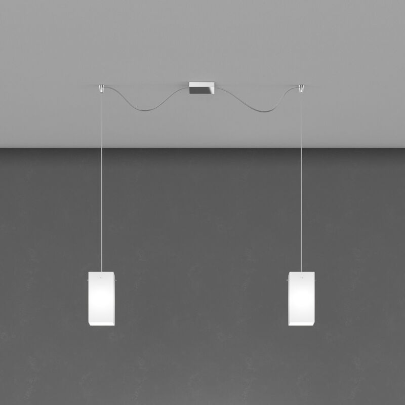 foto del prodotto sospensione contemp crazy decentratori metallo cromo vetro bianco 2 luci e27