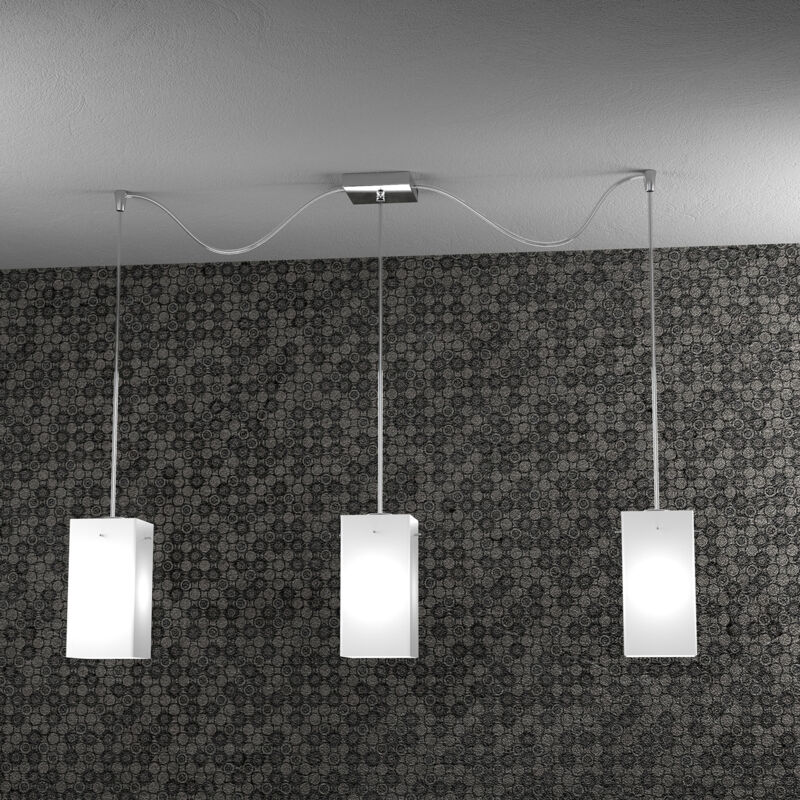foto del prodotto sospensione contemp crazy decentratori metallo cromo vetro bianco 3 luci e27