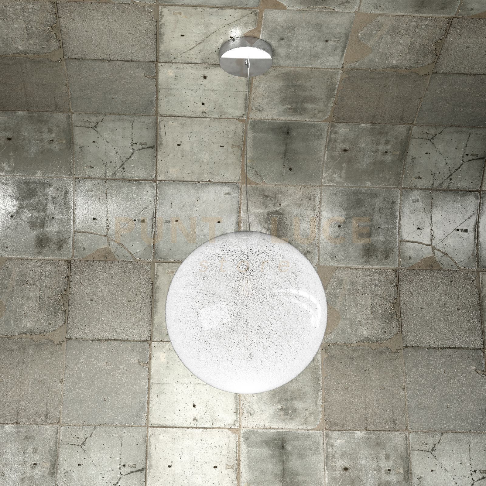foto del prodotto sospensione contemp glitter metallo cromo vetro soffiato trasp 1 luce e27 30cm