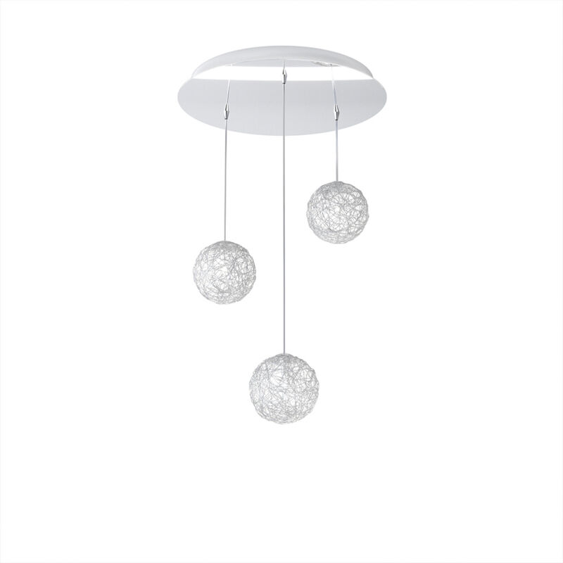 foto del prodotto sospensione contemp willow metallo cromo diffusore alluminio 3 luci g9