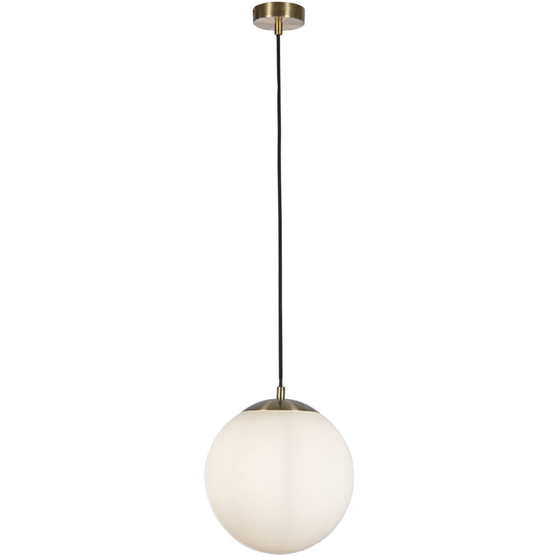 foto del prodotto sospensione contemporanea atomo 2 acciaio ottone vetro 1 luce e27 d33cm